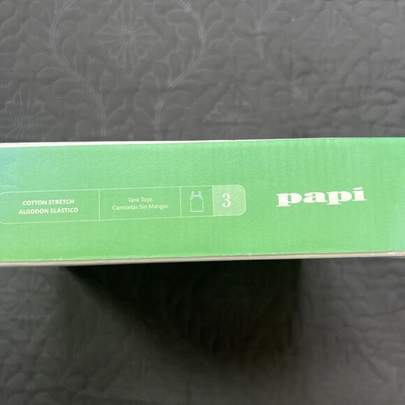 NEW 3 PACK PAPI COTTON STRETCH WHITE TANK TOPS SOFT TOUCH TAG FREE SZ S(34-36) - Picture 8 of 9